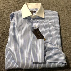 NWT Blue Striped Dress Shirt with French Cuffs